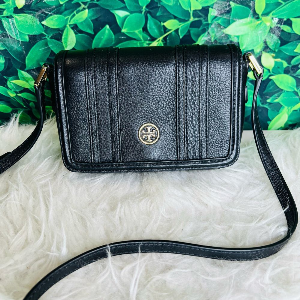 Tory Burch black leather crossbody mini bag purse